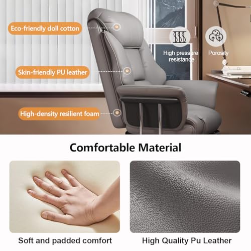 Image of Big and Tall Office Chair Wide Seat Ergonomic Leather Executive Desk Chair with Leg Rest, Heavy-Duty 550 lbs Adjustable Height Computer Gaming Chairs