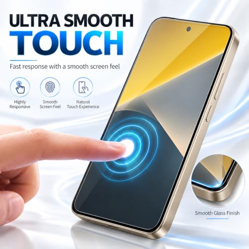 Image of ArmourPro Military-Grade Tempered Glass for Poco X8-9H Anti Scratch, Edge-to-Edge Coverage, HD Clarity, Smooth Touch, Case Friendly, Easy Installation Kit with Cable Protector
