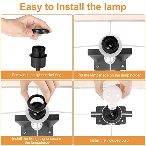 Table Lamps For Bedrooms Set Of 2 - Bedside Lamps With Night Light+Usb Port&Ac Outlet Charging, Modern Black Nightstand Lamps With Linen Fabric Lampshade For Bedroom Living Room (4 Blubs Included) #TOP7