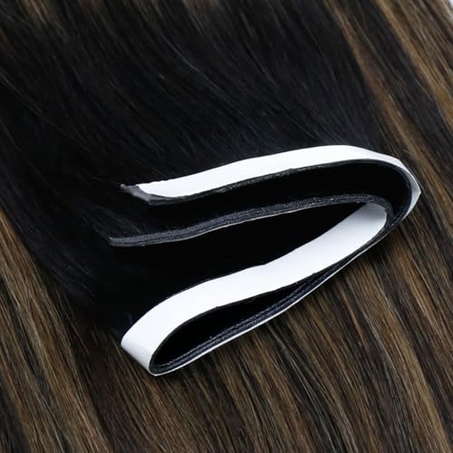 Image of LaaVoo Tape Weft Hair Extensions Balayage Brown Genius Weft Tape in Extensions Darkest Brown to Light Brown Tape in Hair Extension Real Human Hair Invisble 20inch 4pcs 120g