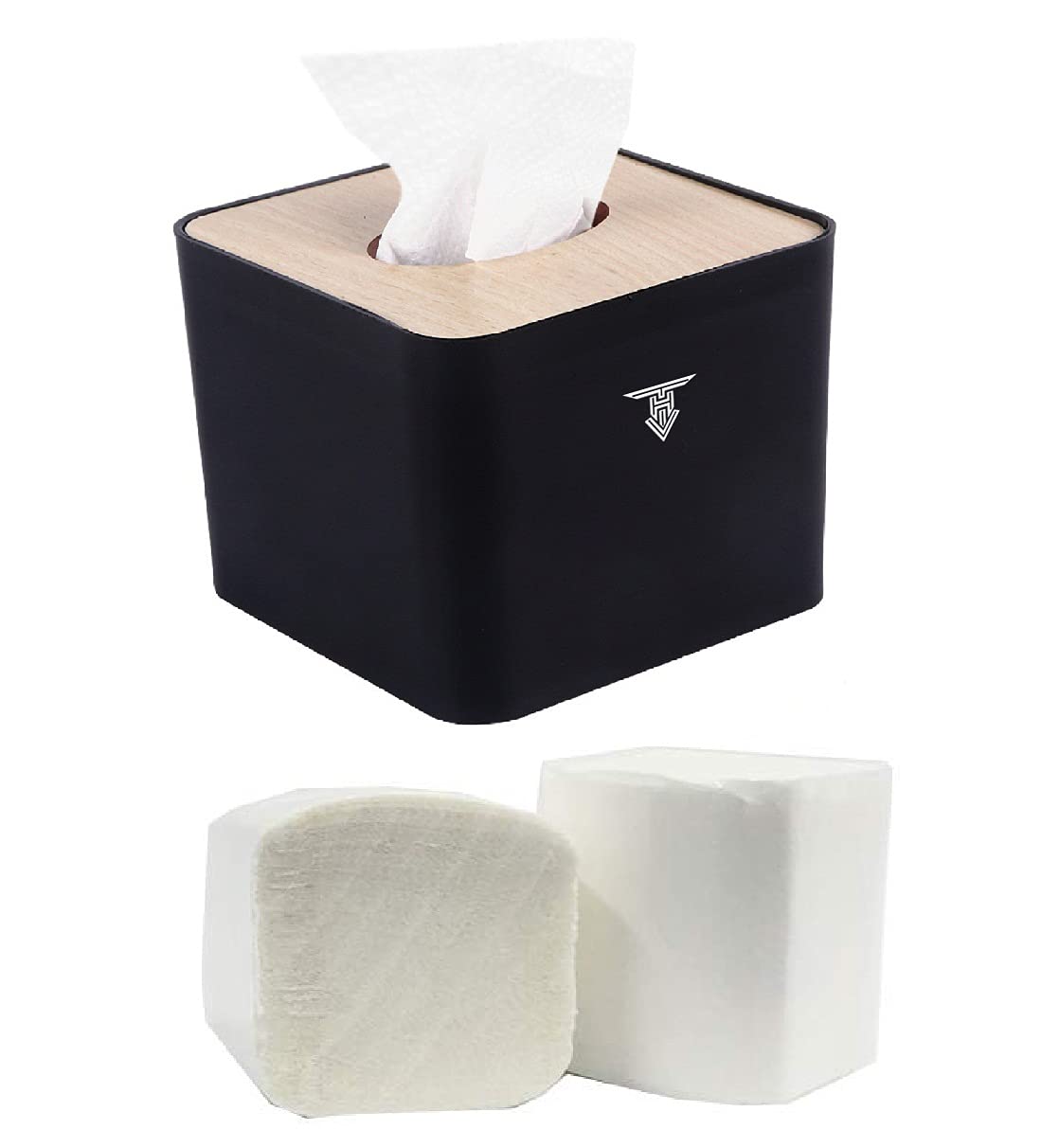TARGET HYGIENE Pop Up Table Top Facial Soft Tissue Paper Holder Dispenser with Free 2 Packet Pop Up Tissue Refill 2 Ply | Tissue Size : 4 X 8 cm (Wooden-Black)-image-10