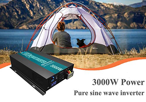 Reliable 3000W High Efficiency Pure Sine Wave Solar Power Inverter 12V 120V 60Hz Power Converter Led Display #TOP6