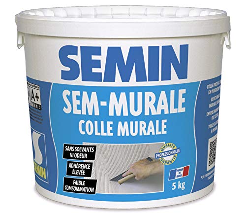 Semin - Sem-Murale - Colle pour Toiles de Verre et Revêtements Muraux Légers - Pâte - Prêt à l'Emploi - Seau 5 kg