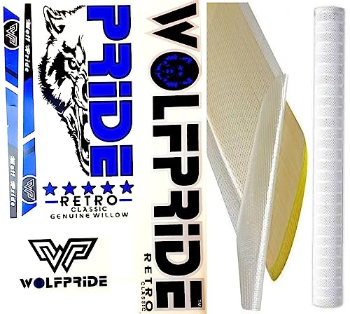 Image of Retro Blue Cricket Bat Sticker White Grip 3 in 1
