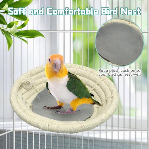 Image of Hamiledyi 3 PCS Bird Nest for Cage Handmade Cotton Weave Hemp Rope Parrot Breeding Nest Hatching Bird Bed Parakeet Nesting Box for Budgie Cockatiel Conure Lovebird