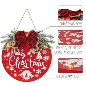 Homcdaly merry christmas welcome sign red 12x12x08 inches wooden hanging sign christmas decoration  urban country home decor