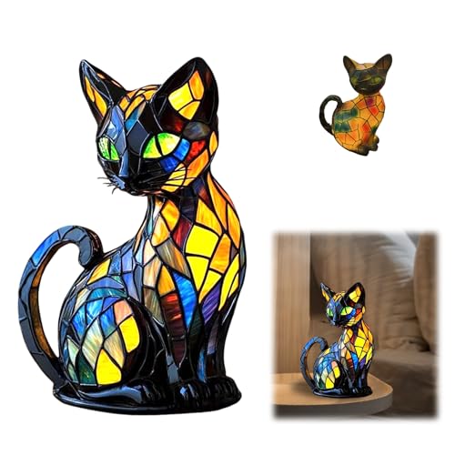 TZQFROCE Nachtlicht Katze und Hund Niedliche Vintage-Tischlampe Haustier Dekolampe 3D Tischlampe Wohndekor füt Schlafzimmerbeleuchtung für Katzen & Hundeliebhaber (Katzen Lampe)