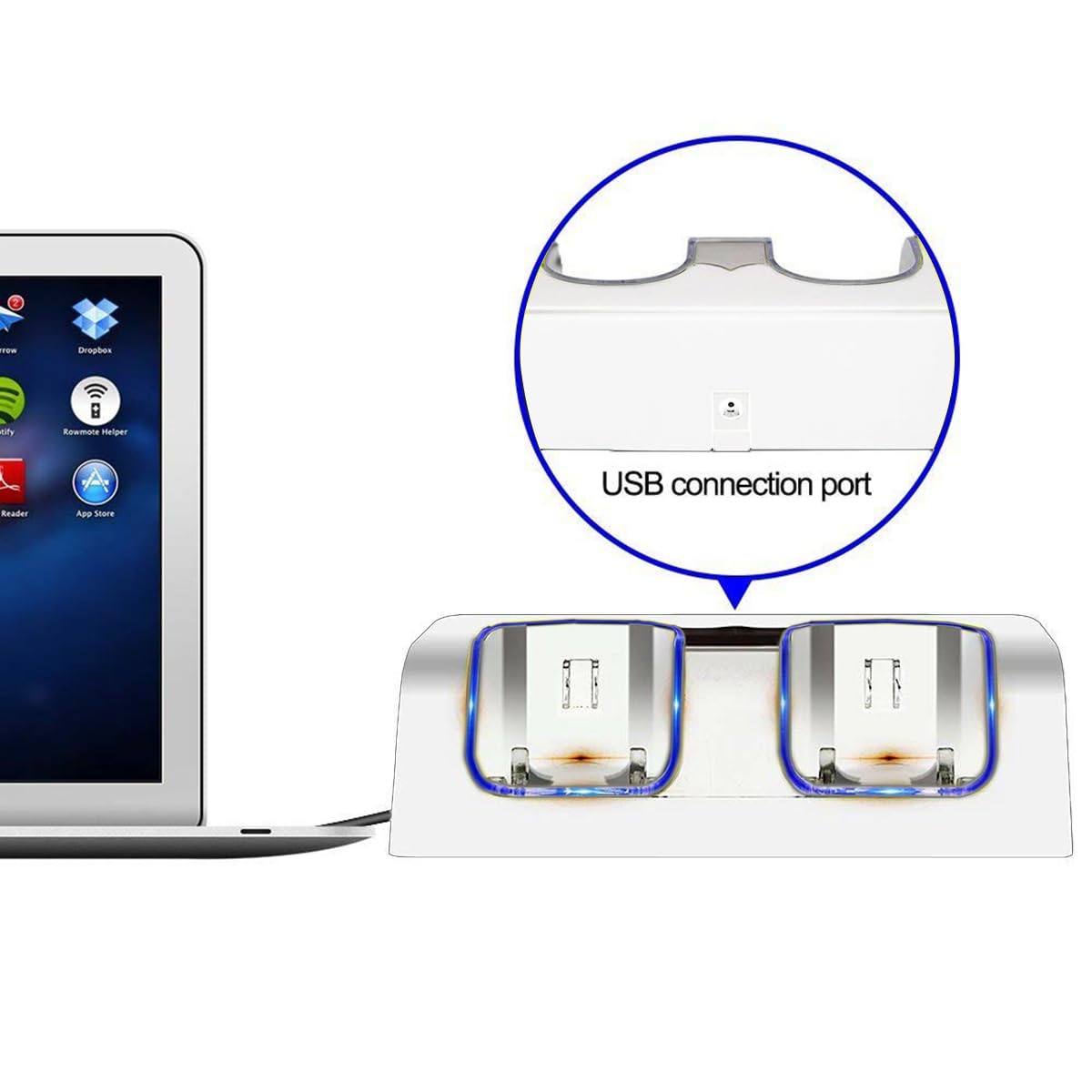 Caricatore per Wii per controller, 2 in 1 Stazione di Ricarica Caricatore Dock con 2 Pack 2800mAh Batteria Ricaricabile Fit per Wii/Wii U Remote Controller