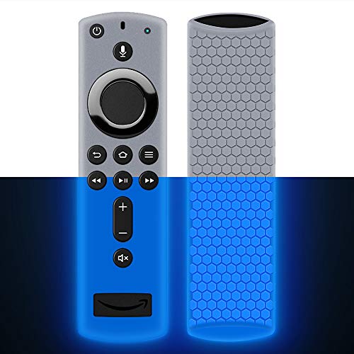 Hydream Schutzhülle für Fire TV Stick 4K / 4K Ultra HD Kompatibel mit Neuen Alexa-Sprachfernbedienung(2.Gen), Flexibel Leichte rutschfeste Stoßfeste Silikonhülle Cover Hülle Fernbedienung (Glow Blue)