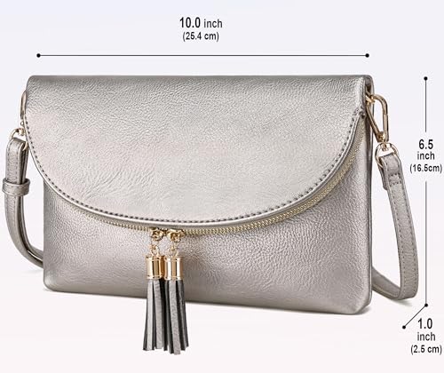 Solene Womens Envelop Clutch Purse Multi Compartments, 6 Card Slot Inside, Crossbody Bag With Tassels2