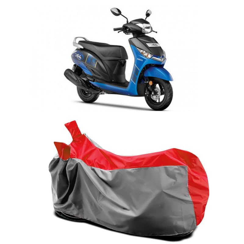 Image of DUFFEL-Two Wheeler Bike Body Cover Compatible for Yamaha Alpha Bs6 Bs6 Heat Protectio /UV-Rays /Birds Dropping /DustProof /Waterproof All Variants [Gray Red]