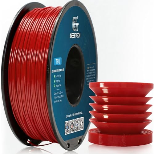 Image of Geeetech TPU Filament 1.75mm, 95A Flexible 3D Printer Filament with High Elasticity, 1KG (2.2lbs) Spool, Dimensional Accuracy ±0.03mm, Fits Most FDM Printers, Red
