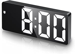(Upgraded Version) Ankilo Digital LED Alarm Clock, Electronic Desktop Clock with Temperature Display, Adjustable Brightness, Voice Control, 12/24H Display for Home, Bedroom, Office - Black