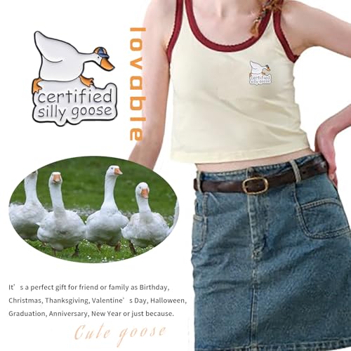 Image of Creative Funny Silly Goose Enamel Lapel Pin - Cute Animal Brooch For Women Men - Silly Goose Gifts For Clothes, Backpacks, Hats - Perfect For Goose Lovers And Accessories For Farmers