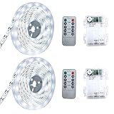 Marreal Battery Powered Led Strip Lights,13.2FT 240Led Battery Led Strip Lights for Remote,Blinking,Dimmable,Timer,Cuttable,for Indoor Outdoor TV Table Bedroom Boat Kitchen Christmas,Waterproof(White)