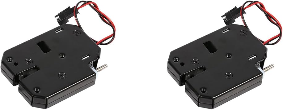 2Sets Electronic Cabinet Lock, DC 12V 2A Electromagnetic Electric Control Cabinet Drawer Lockers Carbon Steel Solenoid Cabinet Spring Lock Mini Electric Bolt Lock Latch Black