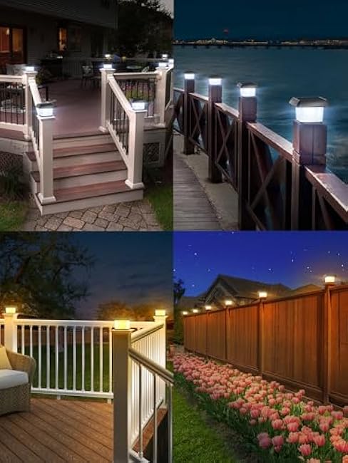 intelamp Solar Post Cap Lights Fence Deck LED Lighting 3x3 4x4 5x5 6x6 Warm White Light