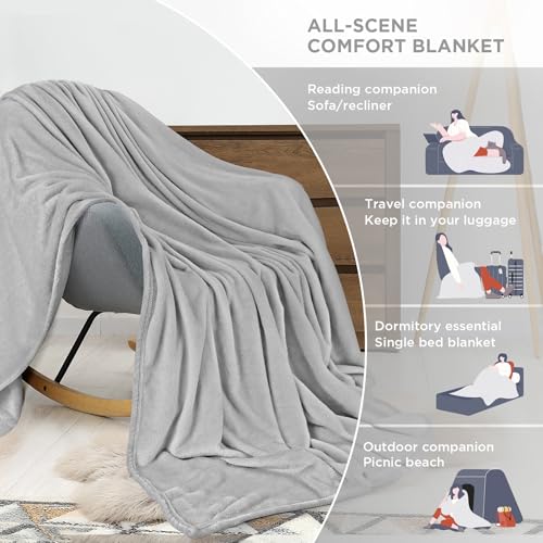 Cinkee Antistatische Kuscheldecke 300GSM Extra Weich | Fleecedecke Sofadecke 150x200 cm | Oeko-TEX® Wohndecke Tagesdecke & Couchdecke | Grau