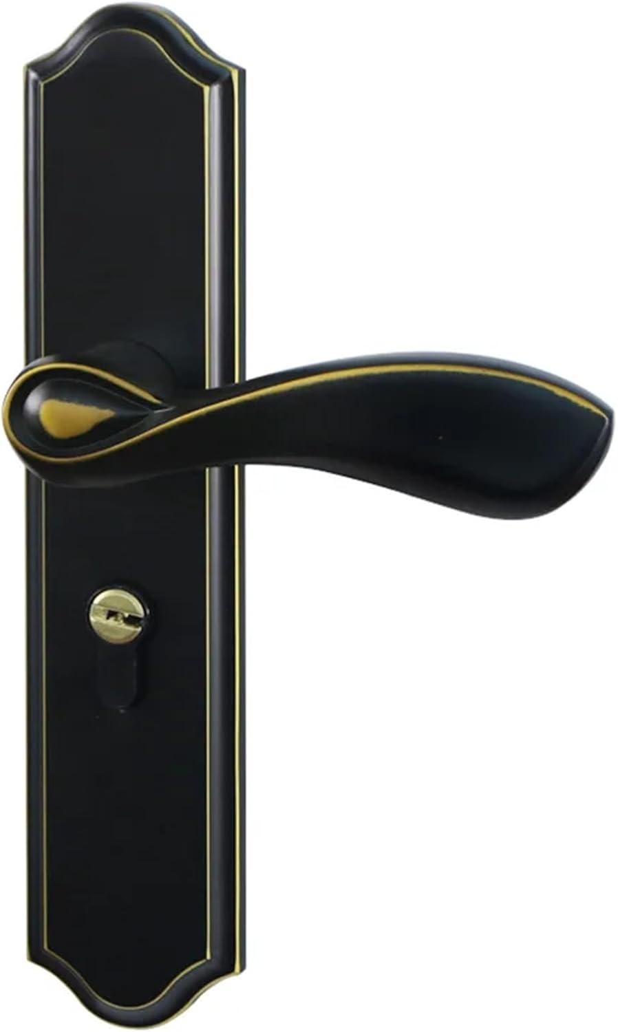 Simple Interior Bedroom Door Lock with Split Handle, Silent Operation for Household Use(Black Yellow Ancient)