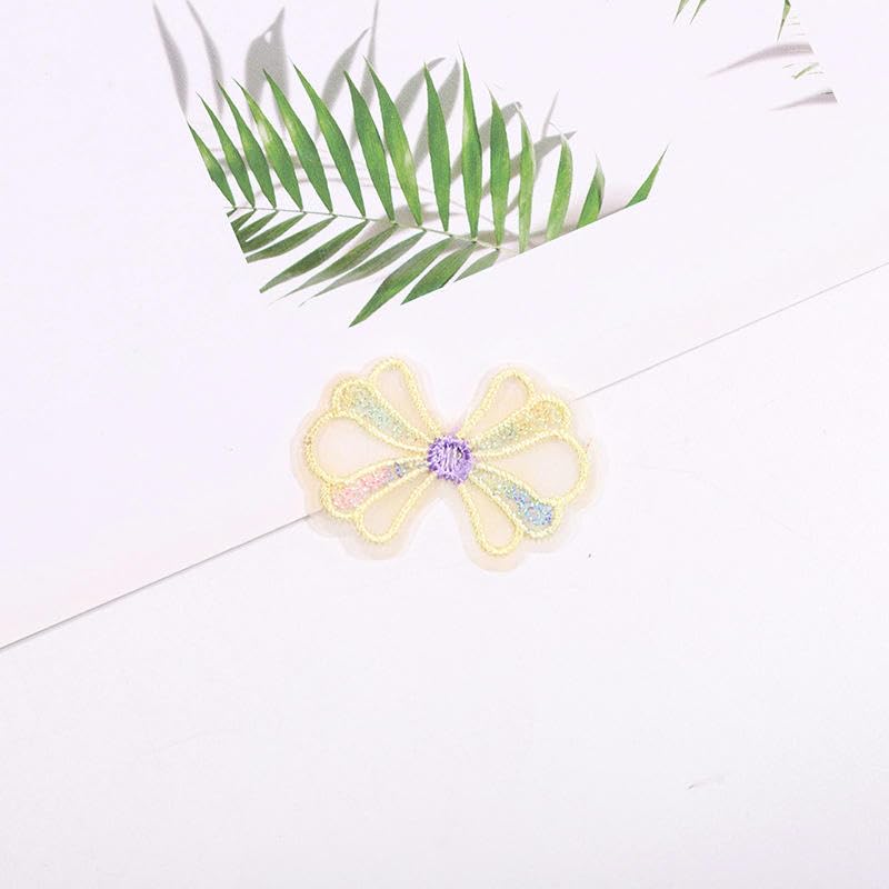 Parches de Bordado Parches Bordados pequeños con Lazo de Gasa Encaje, 4 x 3,5 cm, 50 Unidades, for Planchar, Chinos, for Coser en Ropa, Vaqueros y Chaquetas(White)