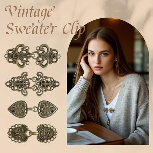 Image of CLINTT Exquisite Retro Sweater Twirl Clips, Cape Cloak Fasteners for Dresses, Stylish Cardigan Clips