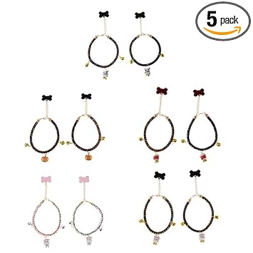 Maxbell 2Pcs Pet Dog Cat Necklace Adjustable Tie Collar with Bells ID Tag 1
