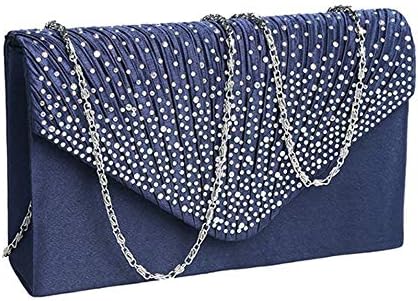 Groupcow New Ladies Evening Handbags Bridal Wedding Bag Handbag (Navy Blue)