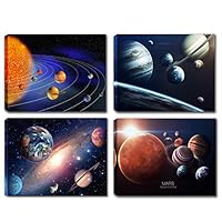 Outer Space Canvas Wall Art/ Solar System Wall Decor Prints for Modern Home Decoration / Framed Painting Pictures Universe Galaxy Theme Posters Decor for Living Room Teen Boys Bedroom 12x16 inches