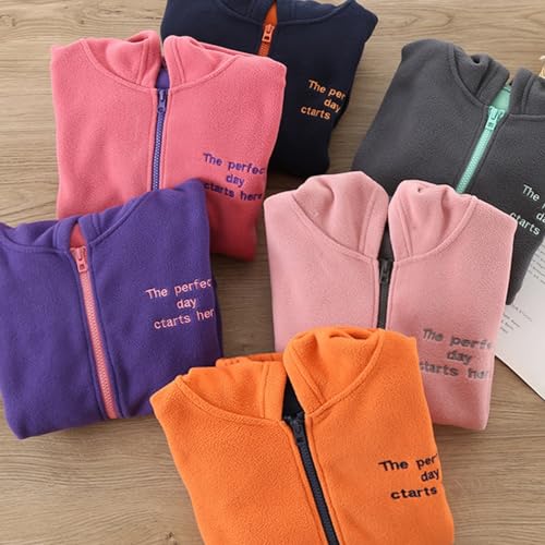 𝗣olar Fleece Jacket for Girls Hooded Thick Windproof Zip Up Loose Coat Elastic Cuff Outwear with Pocket3