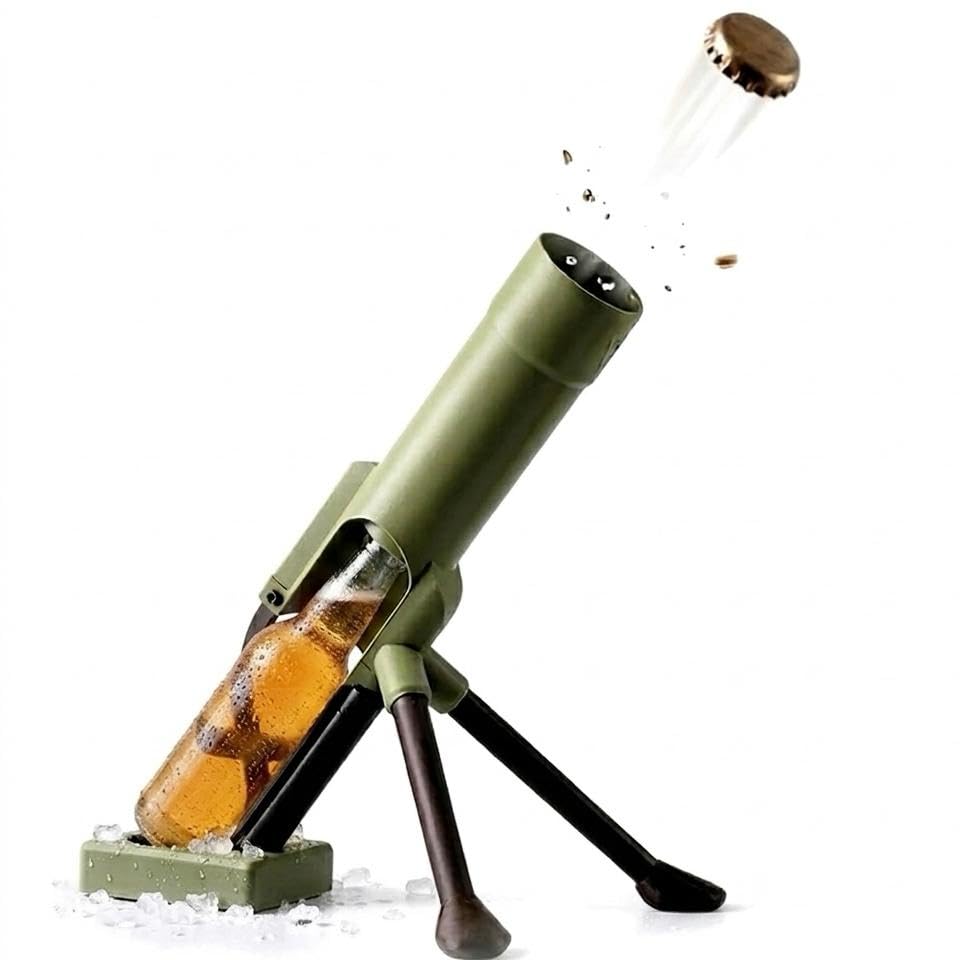 51mm Mortar Style Beer Bottle Opener Automatic Cap Launcher Heavy Duty Durable Opener Fun Bar Gadget for Parties & Home