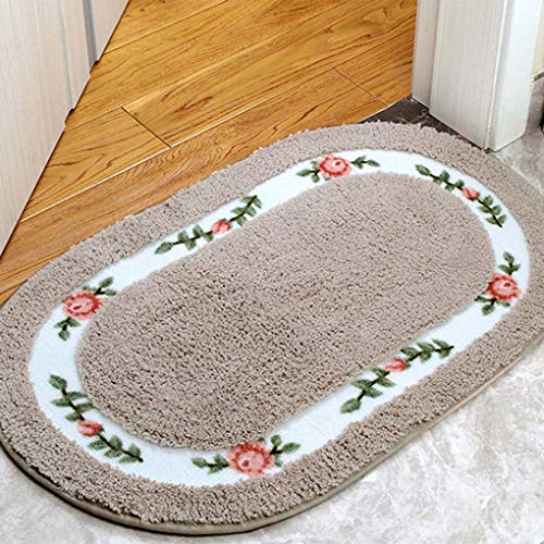 玄関マット バスマット 楕円形 ベージュ 足ふきマット 50x80p 速乾 吸水 お風呂 滑り止め 丸洗い ふわふわ カーペット 浴室マット ラグマット 抗菌防臭 防カビ マット 洗い場/洗面所/廊下/キッチン
