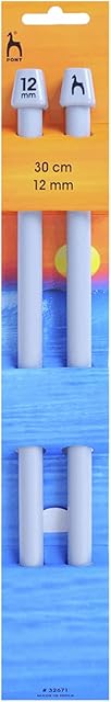 Pony P32671 | ABS Plastic Single Pointed Knitting Needle | 12mm x 30cm | 2 pack