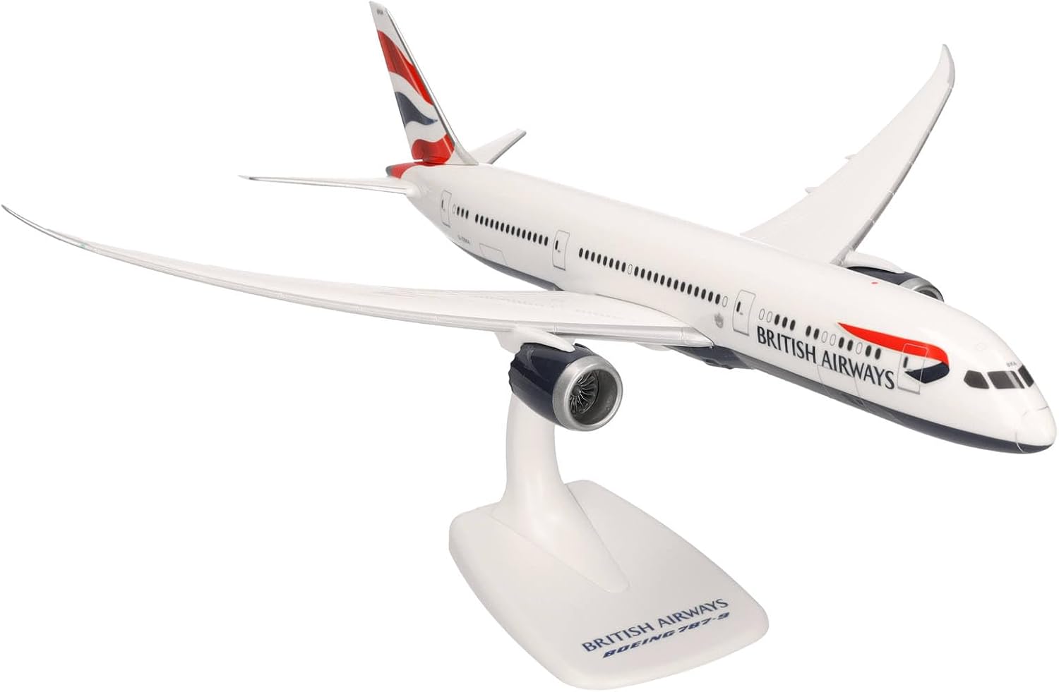 Herpa Snap-Fit Model Airplane Boeing 787-9 British Airways - Dreamliner, Airplane, Miniature in Scale 1:200, Collector's Item, Model with Stand, Plastic