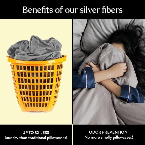 Miracle Made Extra Luxe Soft, Cool-to-The-Touch Cotton Bed Sheet Set, 4-Piece – Silver-Treated, Breathable, Lightweight Bedding – Full Size, Charcoal - Image 4