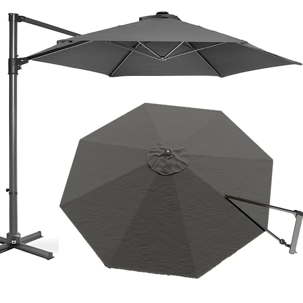 10Ft 11.5ft Patio Umbrella Replacement Canopy For Cantilever Umbrella Round, 8 Ribs Market Umbrella Top Cover, Pool Parasol Offset Umbrella Canopy Top Only