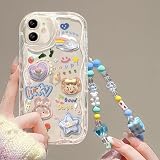 Cute Phone Case for iPhone 11 Teens Case with Cute Clear 3D Bear Floral Aesthetic Phone Case with Lovely Bear Heart Charm Phone Case Girly Woman