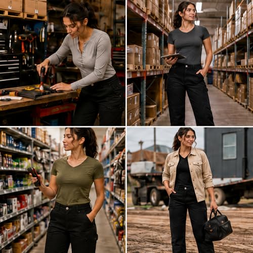 Dickies Women's Flex DuraTech Straight Fit Pants, Black, 2 RG | Durable Water-Repellent Finish, Reinforced Back Hem Kick Plates, Front Panel with Zipper Pocket - image 4