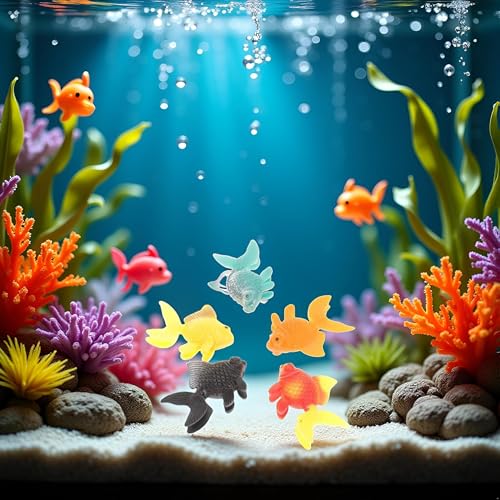Image of 5 Pcs Multicolor Lifelike Reusable Plastic Artificial Moving Floating Fishes Ornament Decorations for Aquarium Fish Tank Random Color Pet Supplies Popular, Aquarium Decor Thematic Ornaments