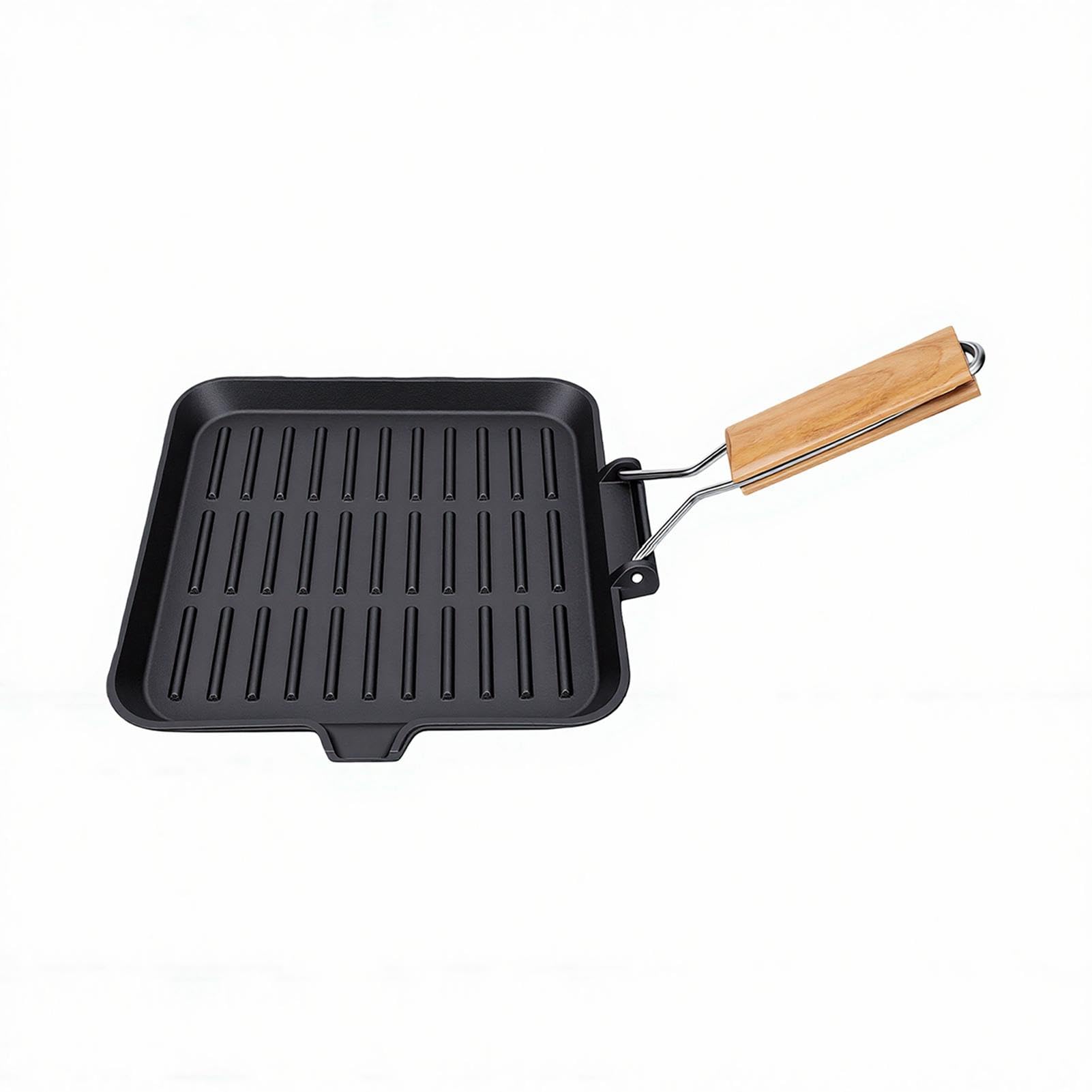 Padella in Ghisa Smaltata con Manico Pieghevole per Barbecue e