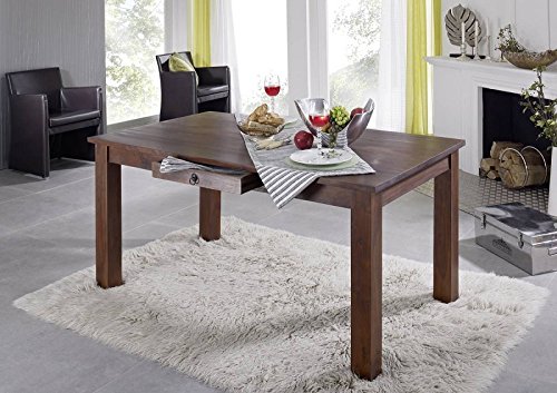 MASSIVMOEBEL24.DE | Oxford Esstisch aus Massivholz mit Schublade #112 | aus Akazienholz - Nougat, lackiert | 140x85x76… – Bild 5