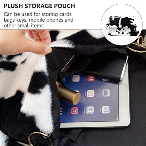 ABOOFAN Bolsa de Ombro de Pelúcia Feminina Bolsa de Ombro de Falsa Com Estampa de Vaca Retrô Crossbo