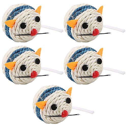 Brinquedo para rato de sisal de 6 cm, bola de sisal 5 unidades, descompactação resistente ao desgast