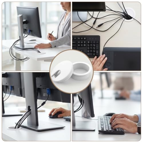 Andibro 6 piezas de embellecedores para escritorio de 1.5 pulgadas, cubre agujeros para gestión de cables en mesas de computadora y estaciones de trabajo de oficina miniatura 3