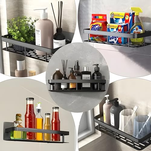 Image of SquareUp Aluminium Pack of 2 Self Adhesive Bathroom Shelf for Wall Shelf Organizer Wall Mounted Bathroom Shelves Rack Holder Stand for Bathroom Accessories Organiser Without Drill (Pack of 2)