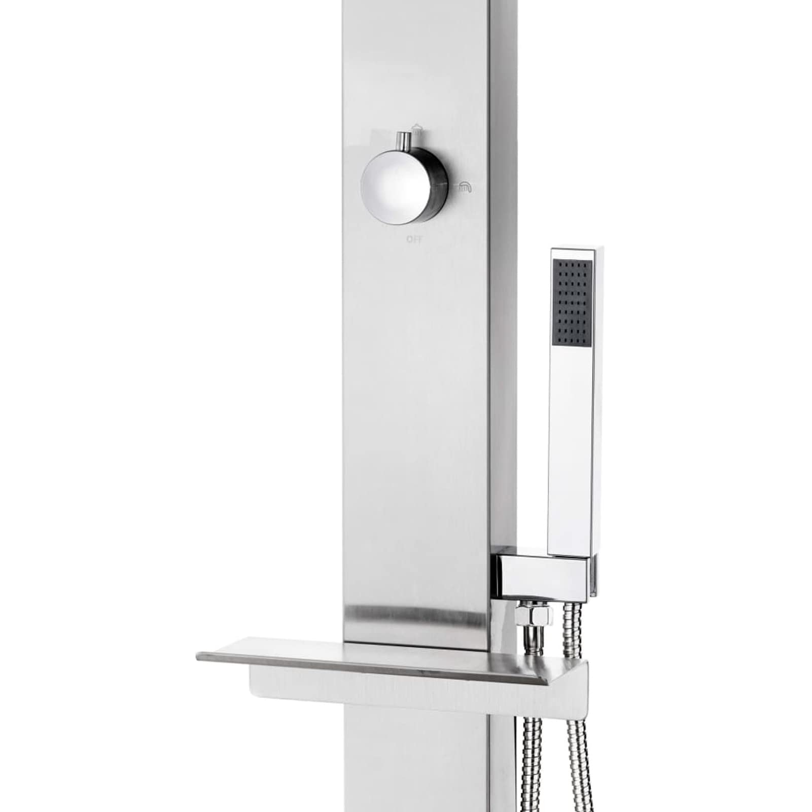 Chusui Doccia da Giardino con Base Marrone 225 cm in Acciaio Inox t,Doccia Solare da Giardino,Doccia da Esterno