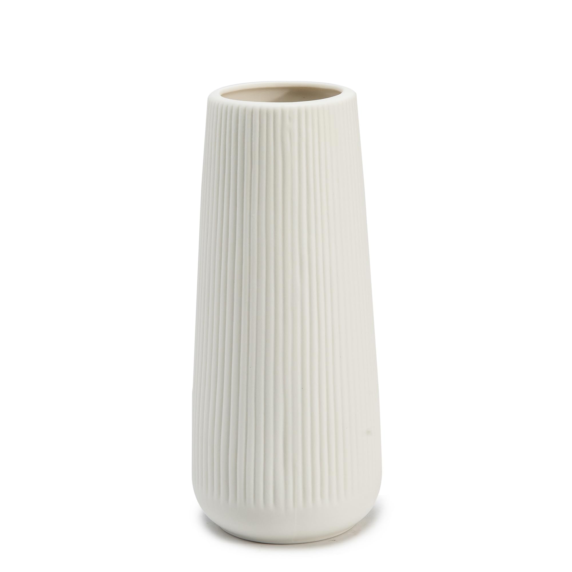 Jarrón de cerámica para flores, jarrón de cerámica acanalado blanco para decoración del hogar, jarrón minimalista nórdico para hierba de pampas, jarrones de flores para cocina, sala de estar
