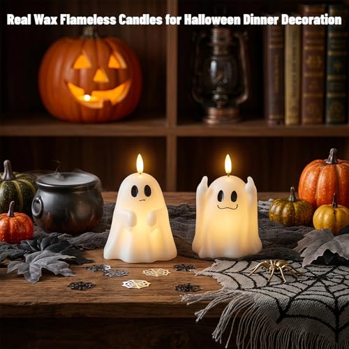 Image of Wondise Spooky Ghost Halloween Flameless Candles with 6hrs Timer
