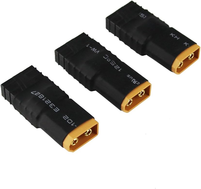 3pcs Compatible with TRX Female to XT60 Male Connector Adapter for Zippy Revo Slash(Pack of 3)