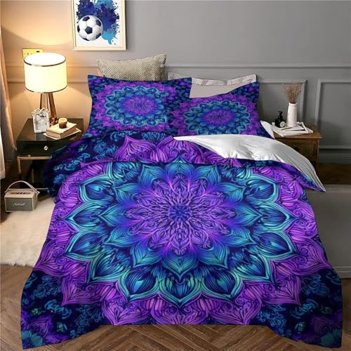Housse de couette mandala éclair avec fermeture éclair ultra douce