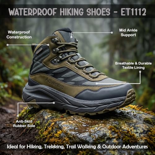 Image of Waterproof Hiking Shoes | Mid Ankle | Ripstop Fabric | Anti Skid Rubber Sole | ET1112